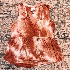 Rust Tie-Dye Sleeveless Peplum Tank